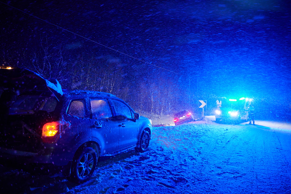 Accident sur route enneigée